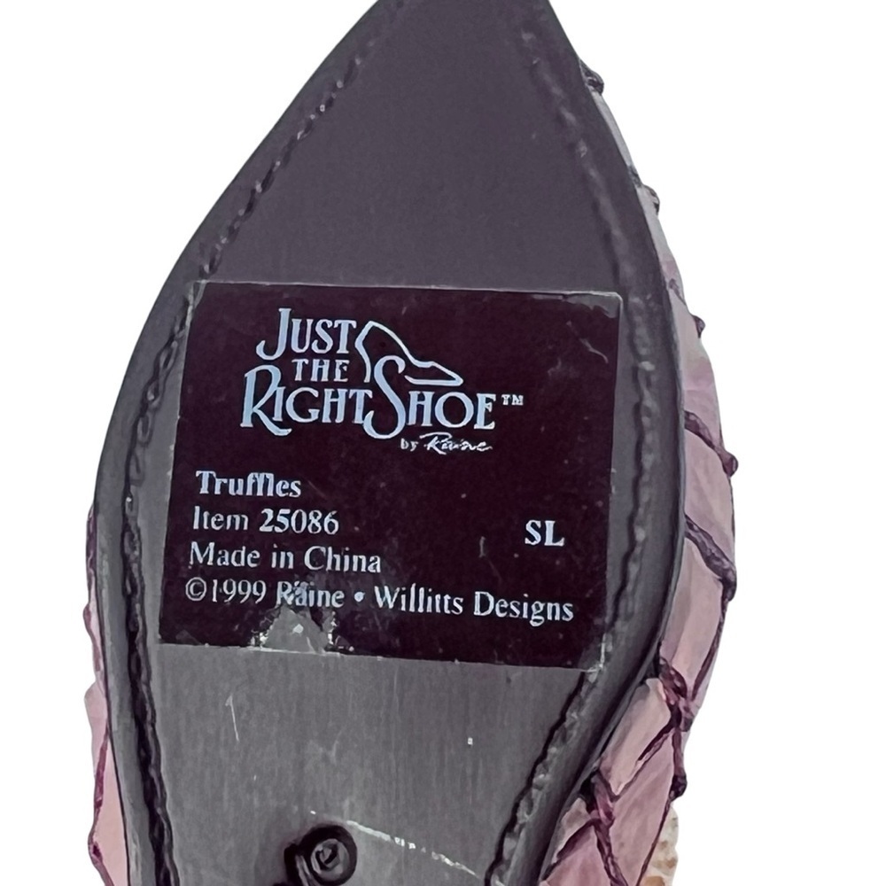 JUST THE RIGHT SHOE Raine 1999 Truffles Pink Red Slipper Flat Miniature Shoe - Picture 8 of 16